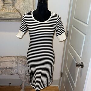 Workshop striped soft cotton dress short sleeve Sz S